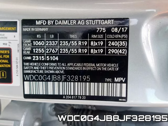 WDC0G4JB8JF328195 фото 2