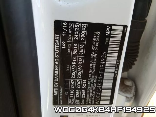 WDC0G4KB4HF194925 фото 2