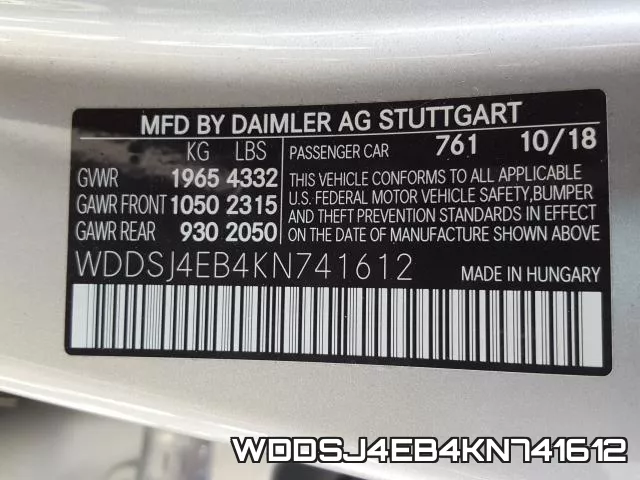 WDDSJ4EB4KN741612 фото 2