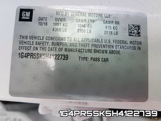 1G4PR5SK5H4122739 фото 2