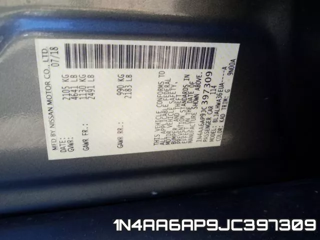 1N4AA6AP9JC397309 фото 2