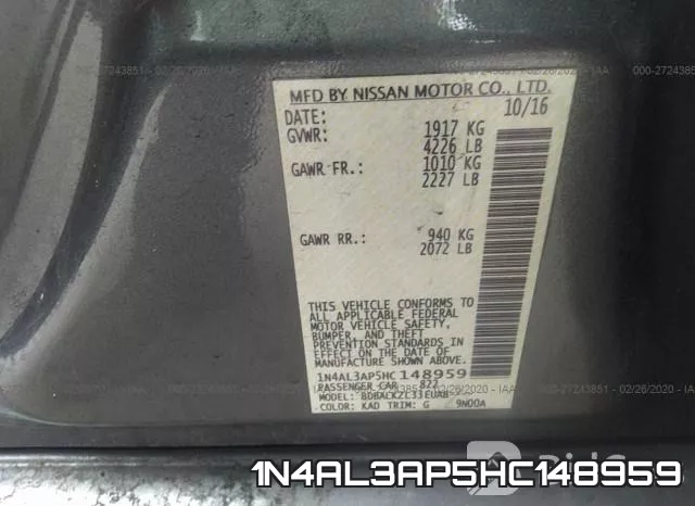 1N4AL3AP5HC148959 фото 9