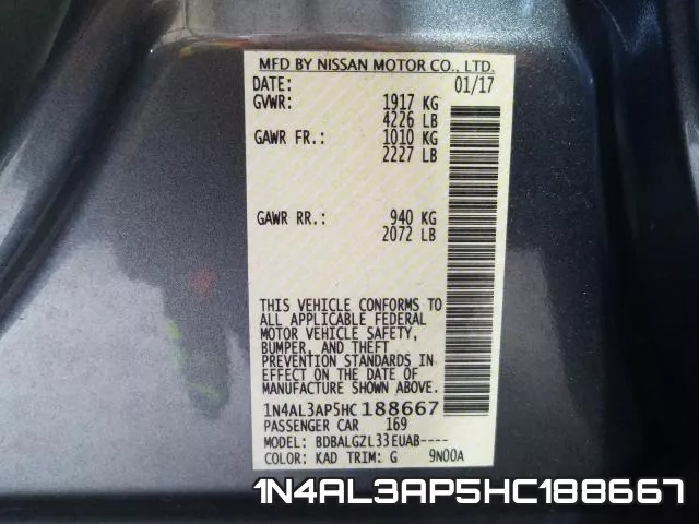 1N4AL3AP5HC188667 фото 2