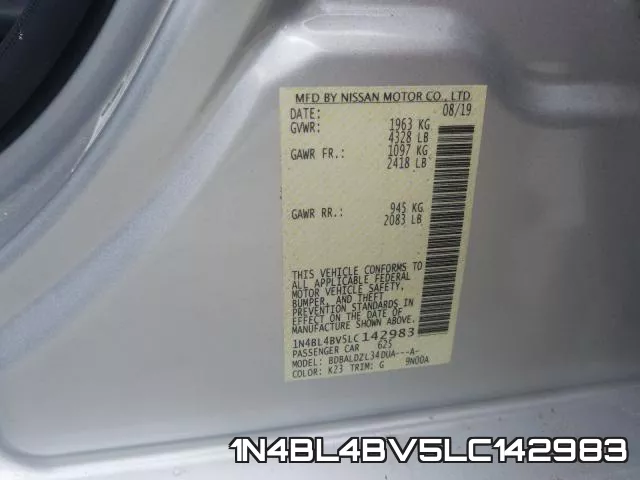 1N4BL4BV5LC142983 фото 2
