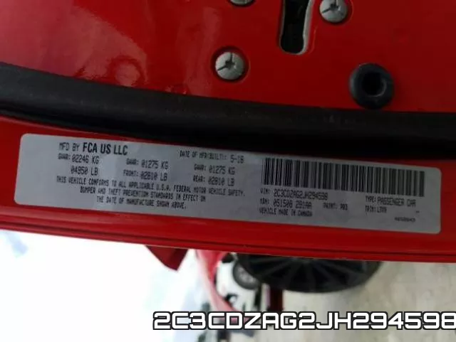 2C3CDZAG2JH294598 фото 2