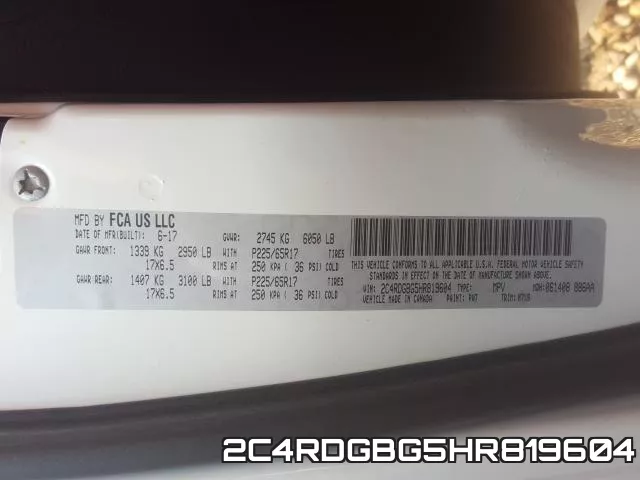2C4RDGBG5HR819604 фото 2