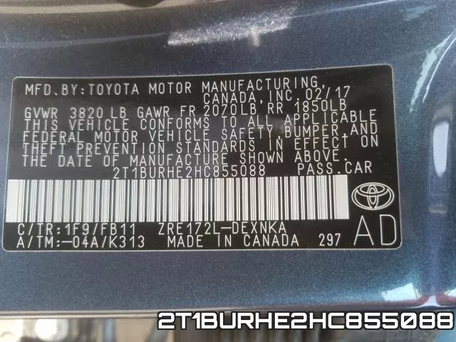 2T1BURHE2HC855088 фото 2