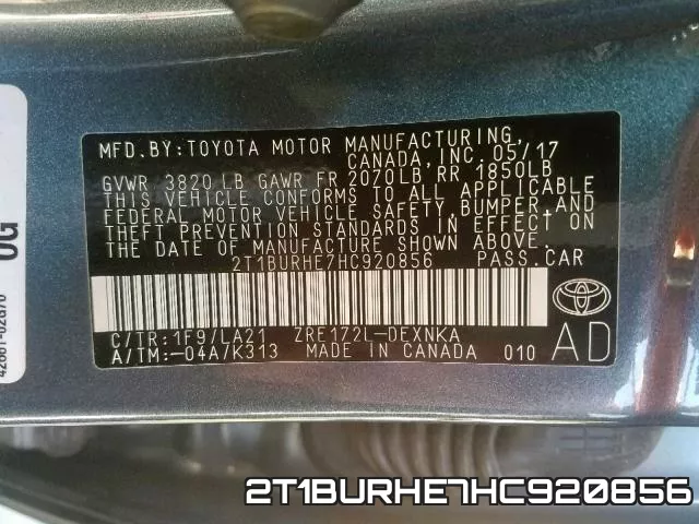 2T1BURHE7HC920856 фото 2