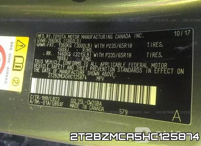 2T2BZMCA5HC125874 фото 9