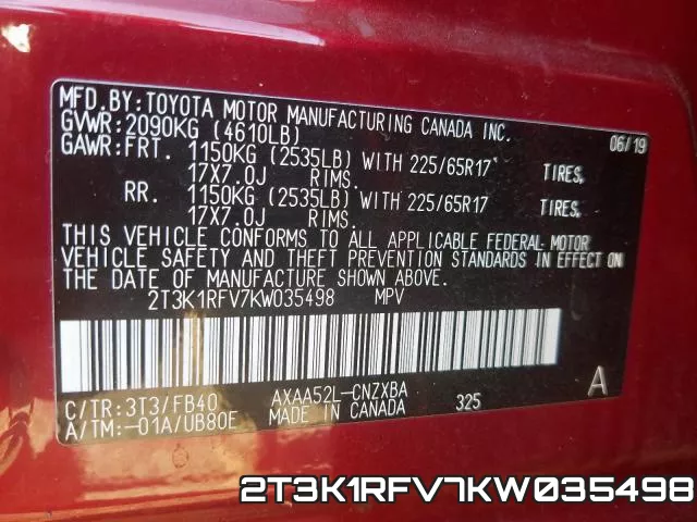 2T3K1RFV7KW035498 фото 2