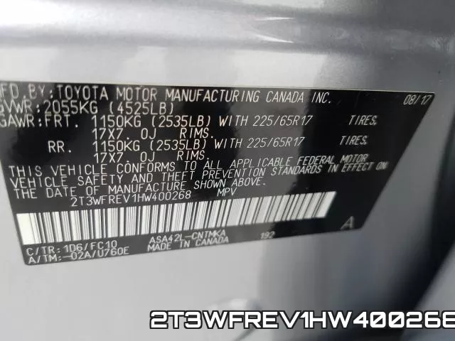 2T3WFREV1HW400268 фото 2