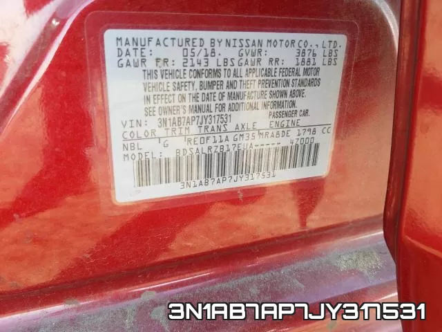 3N1AB7AP7JY317531 фото 2