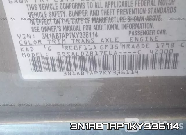 3N1AB7AP7KY336114 фото 10