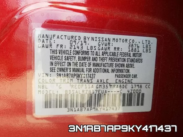 3N1AB7AP9KY417437 фото 2