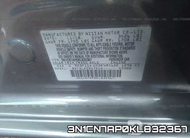 3N1CN7AP0KL832367 фото 10