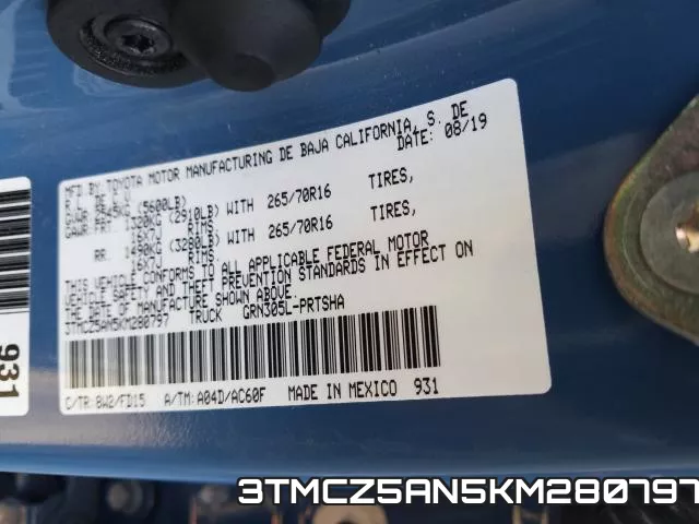 3TMCZ5AN5KM280797 фото 2