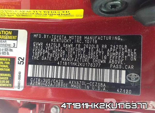 4T1B11HK2KU176377 фото 10