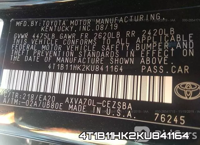 4T1B11HK2KU841164 фото 10