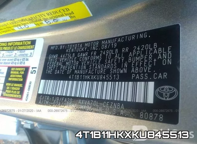 4T1B11HKXKU845513 фото 10