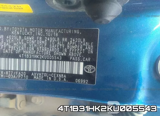 4T1B31HK2KU005543 фото 10
