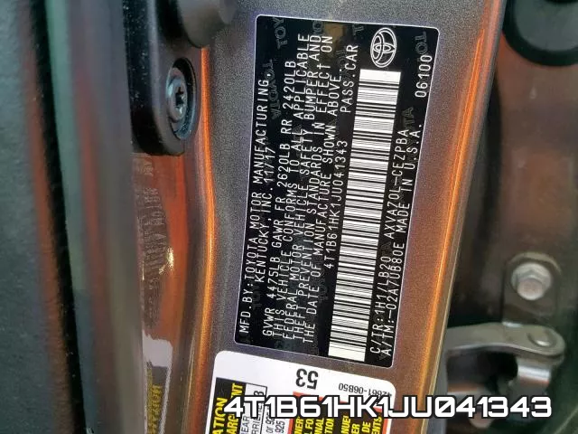 4T1B61HK1JU041343 фото 2