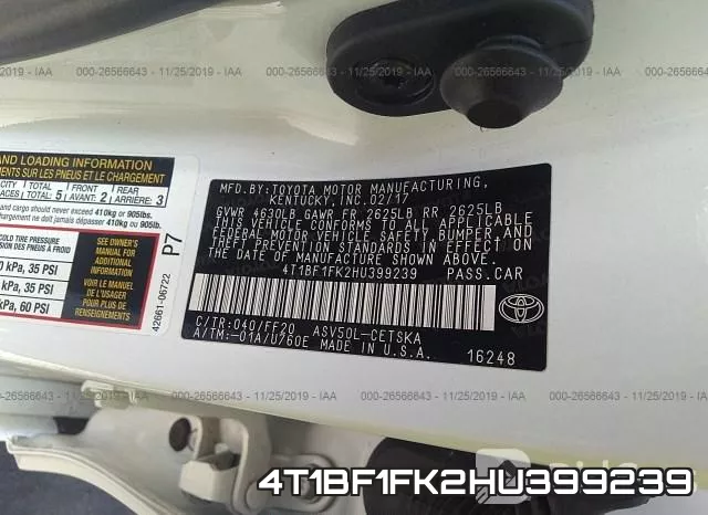 4T1BF1FK2HU399239 фото 10