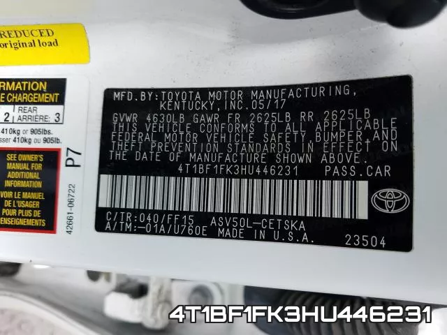 4T1BF1FK3HU446231 фото 2