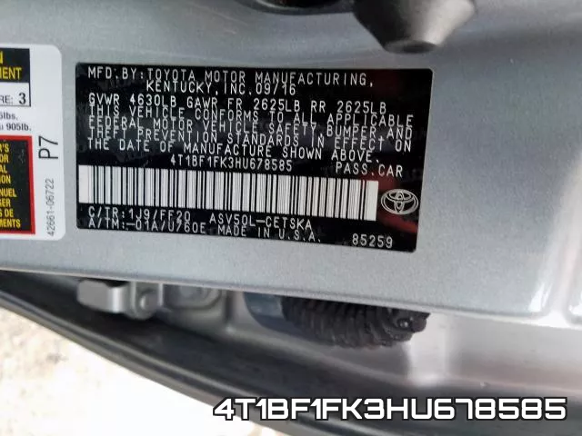 4T1BF1FK3HU678585 фото 2