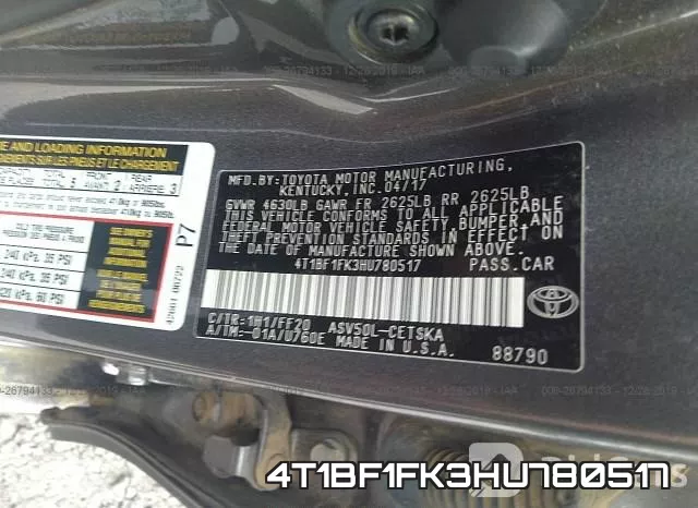 4T1BF1FK3HU780517 фото 10