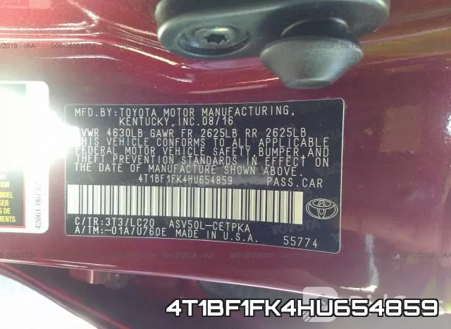4T1BF1FK4HU654859 фото 10