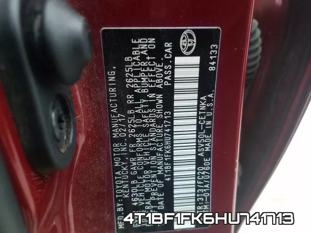 4T1BF1FK6HU741713 фото 2