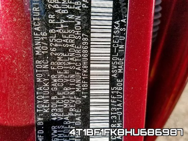 4T1BF1FK8HU686987 фото 2