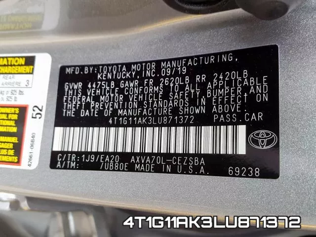 4T1G11AK3LU871372 фото 2