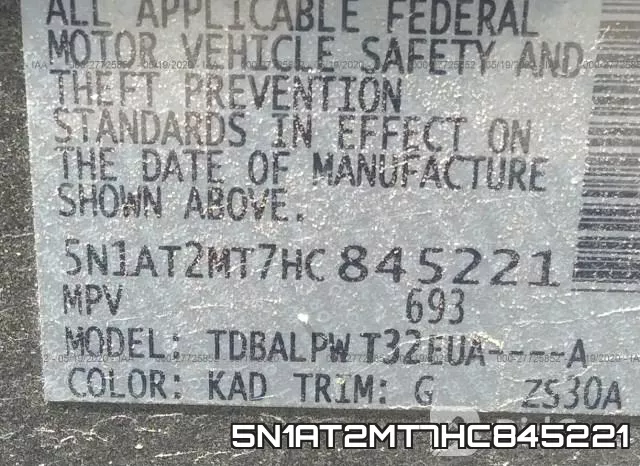 5N1AT2MT7HC845221 фото 10
