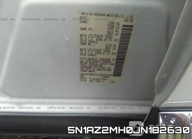 5N1AZ2MH0JN182630 фото 10