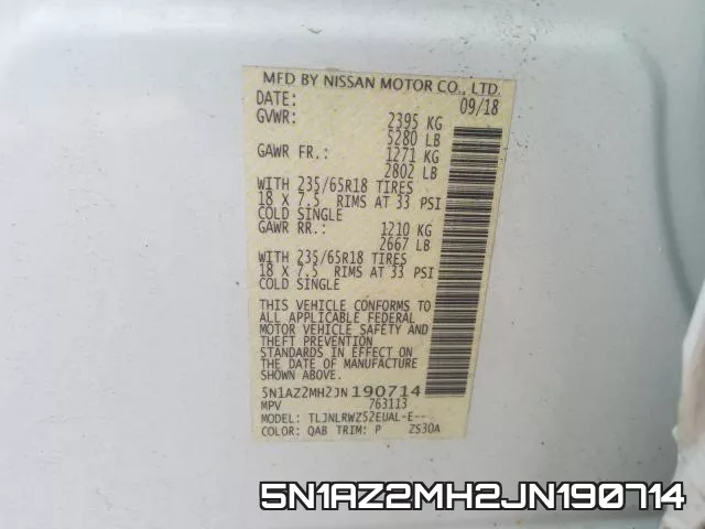 5N1AZ2MH2JN190714 фото 2