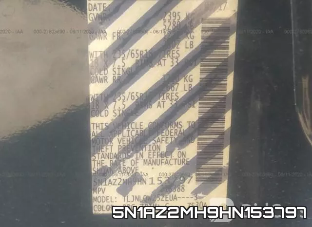 5N1AZ2MH9HN153797 фото 10