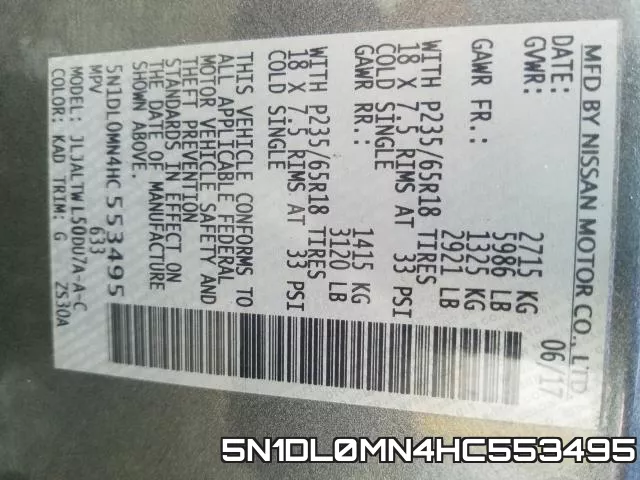 5N1DL0MN4HC553495 фото 2