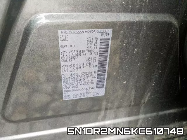 5N1DR2MN6KC610748 фото 2