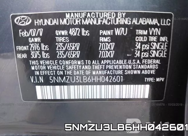 5NMZU3LB6HH042601 фото 10