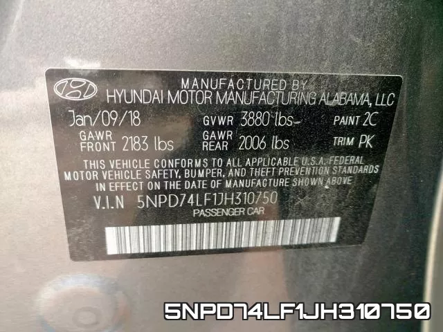 5NPD74LF1JH310750 фото 2