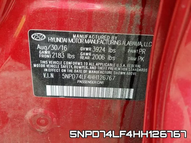 5NPD74LF4HH126767 фото 2