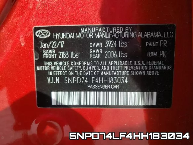 5NPD74LF4HH183034 фото 2