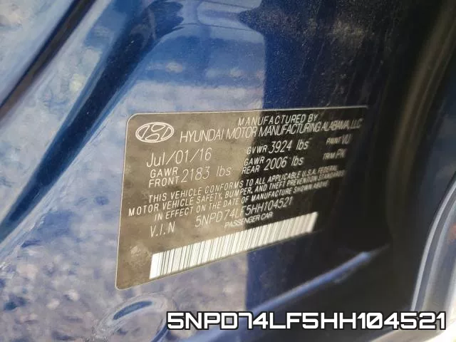 5NPD74LF5HH104521 фото 2