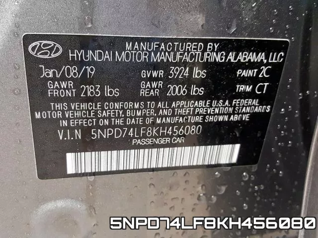 5NPD74LF8KH456080 фото 2