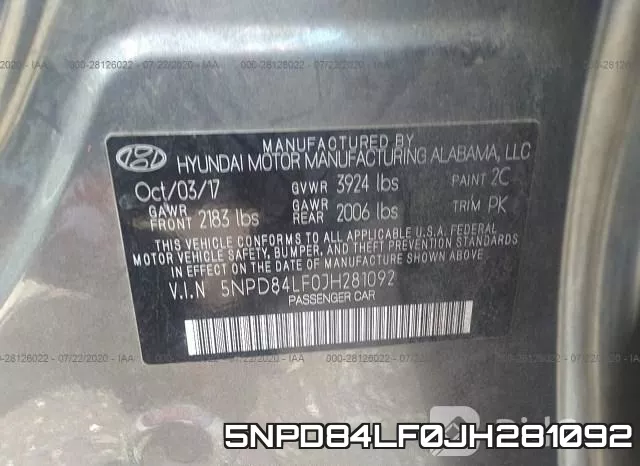 5NPD84LF0JH281092 фото 10