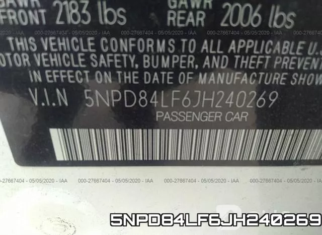 5NPD84LF6JH240269 фото 10