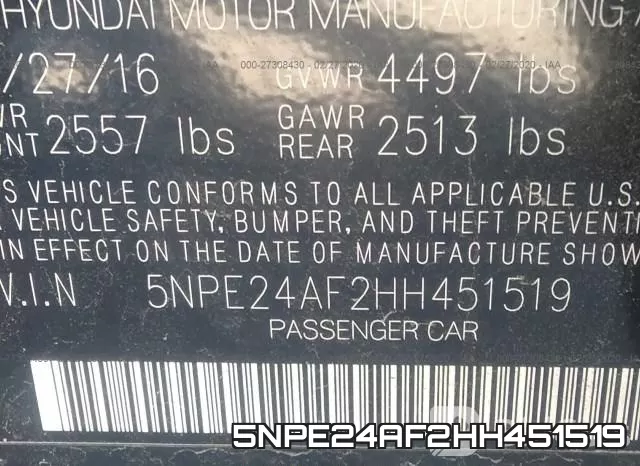 5NPE24AF2HH451519 фото 10
