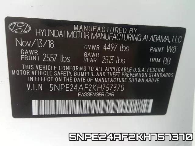 5NPE24AF2KH757370 фото 2