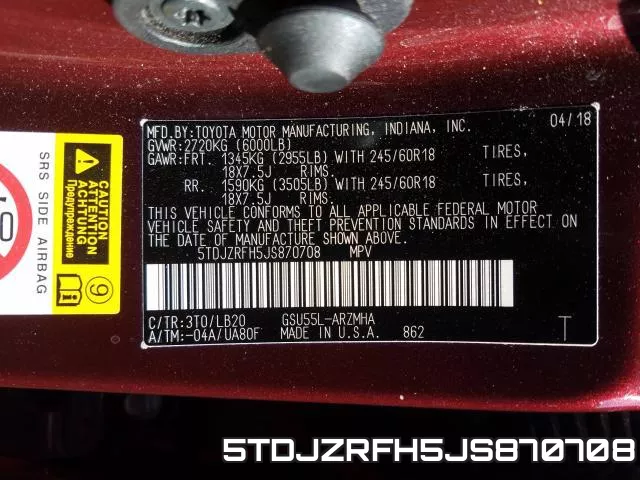 5TDJZRFH5JS870708 фото 2
